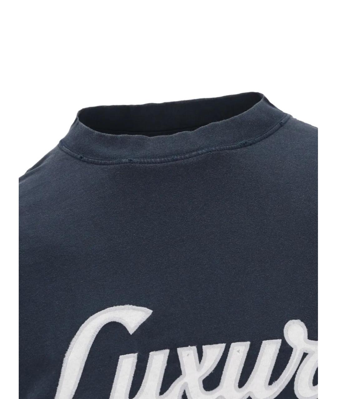 BALENCIAGA Синяя хлопковая футболка, фото 4