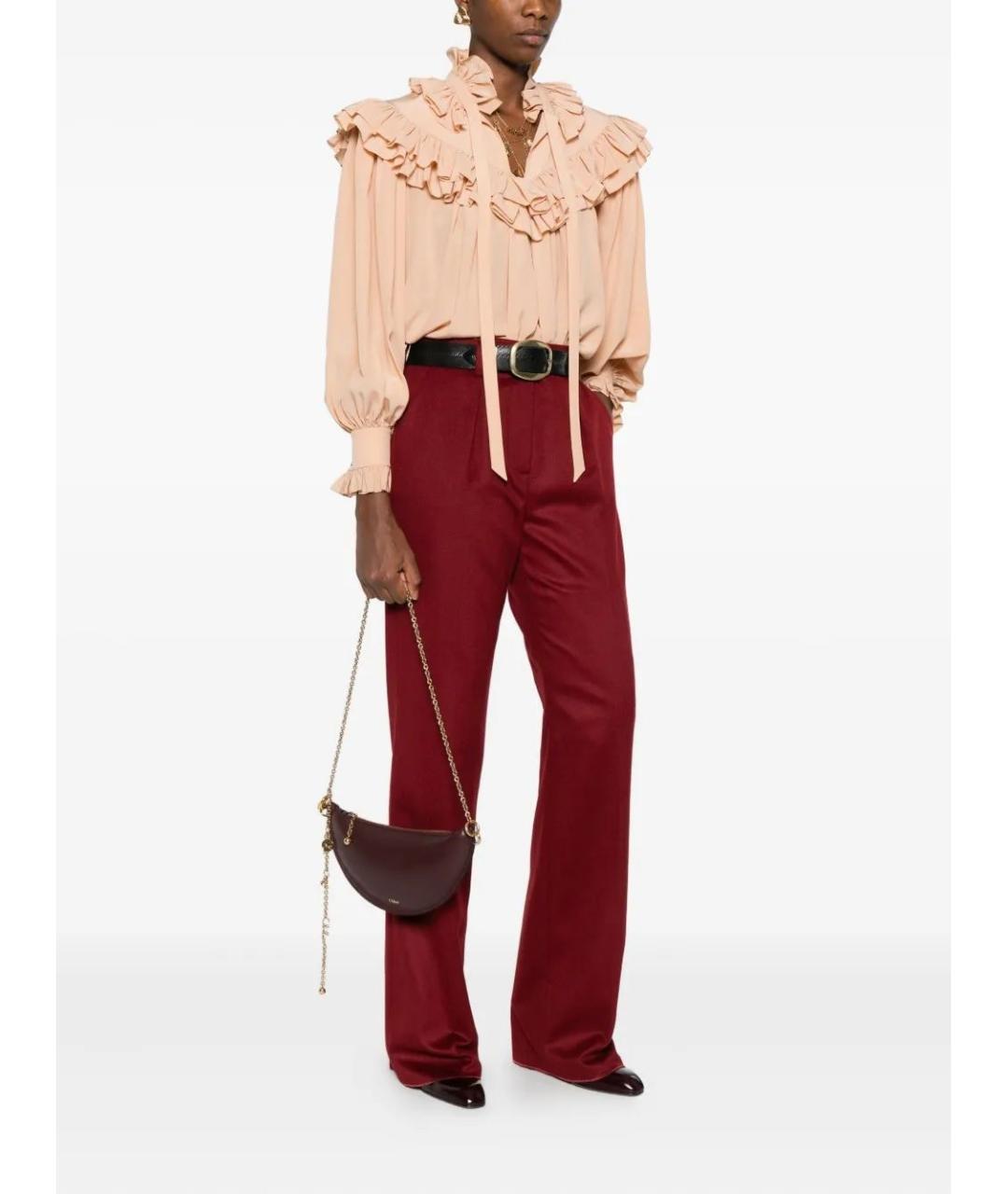 CHLOE Бордовая кожаная сумка с короткими ручками, фото 2