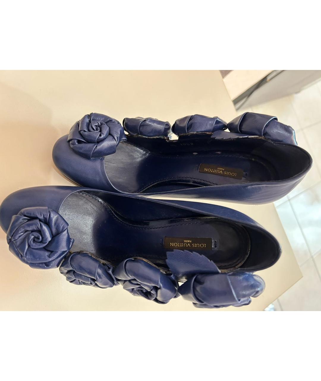 LOUIS VUITTON Темно-синие кожаные туфли, фото 3