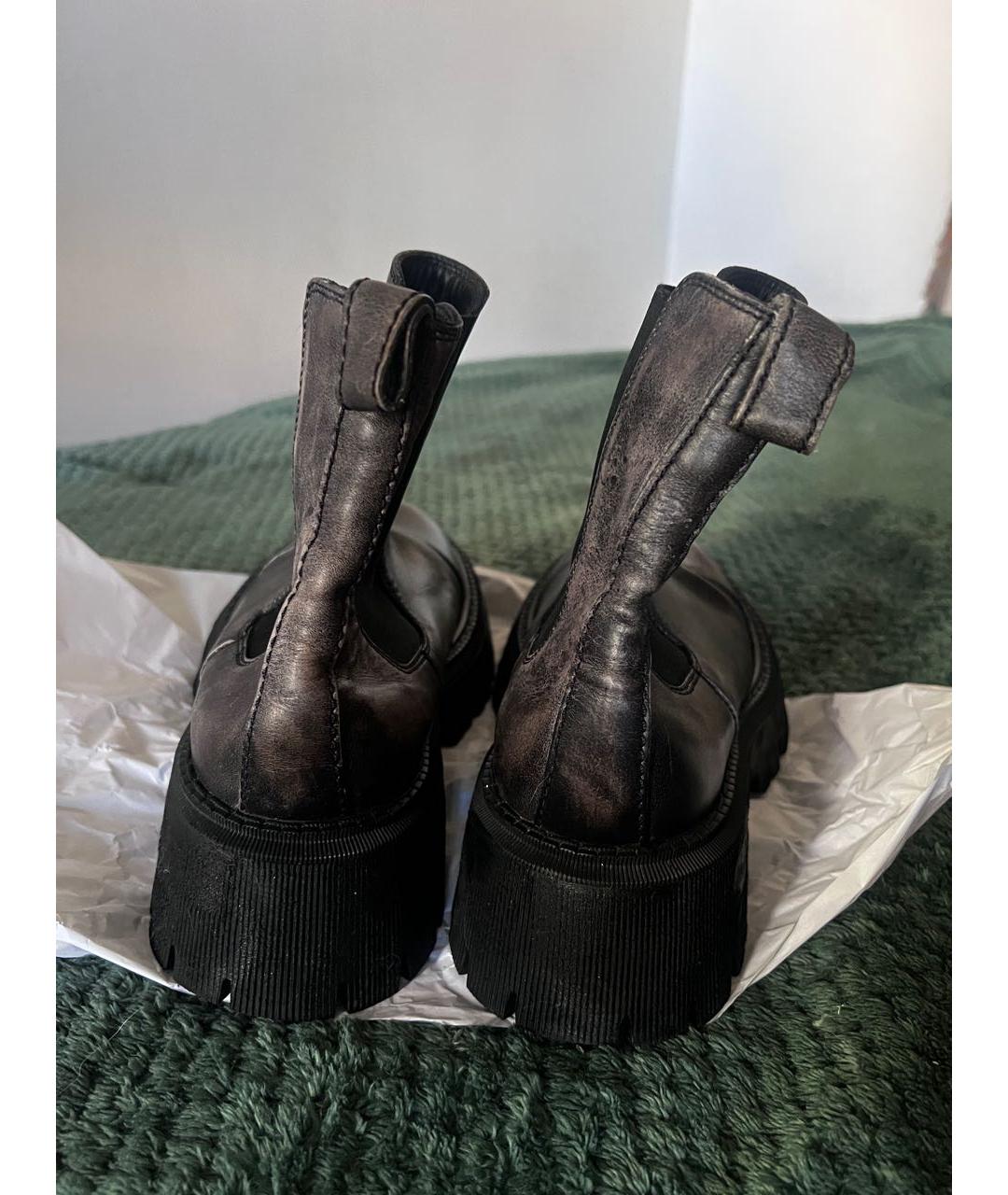 BALENCIAGA Антрацитовые кожаные высокие ботинки, фото 4