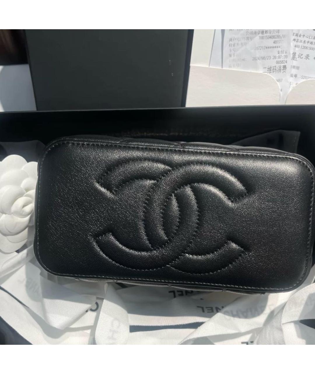CHANEL Черная кожаная косметичка, фото 3