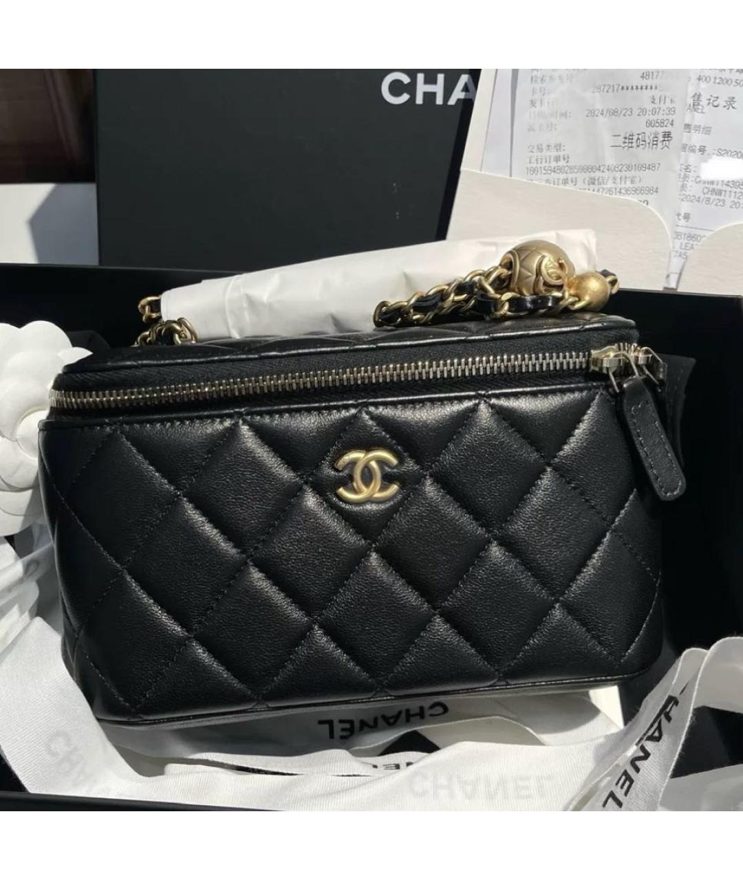 CHANEL Черная кожаная косметичка, фото 6