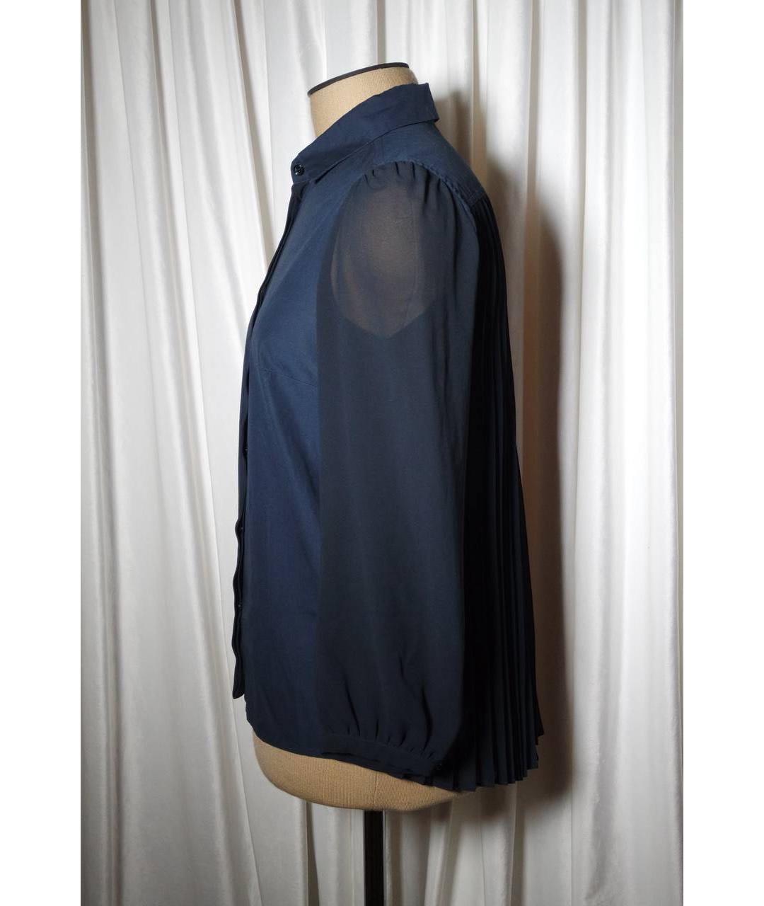 WEEKEND MAX MARA Темно-синяя вискозная блузы, фото 4