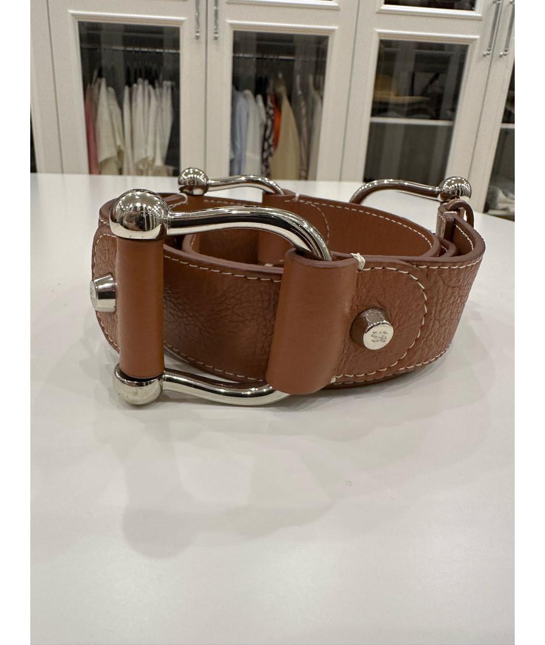 BURBERRY Коричневый кожаный ремень, фото 7