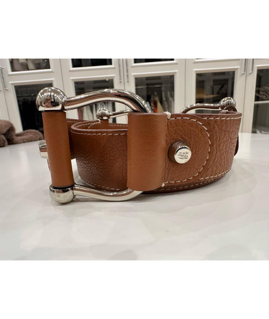 BURBERRY Коричневый кожаный ремень, фото 2