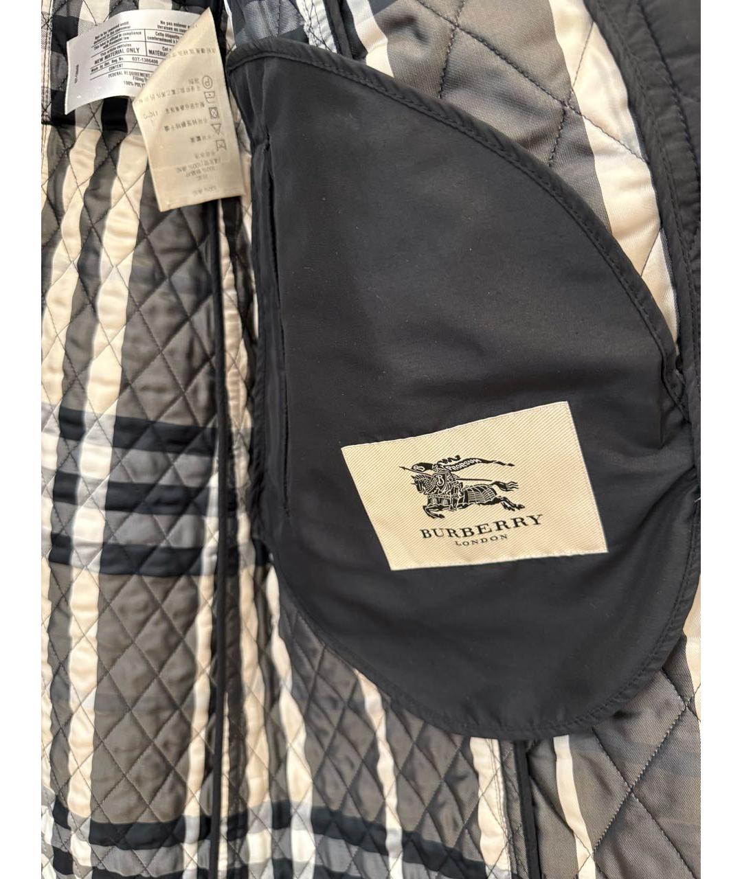 BURBERRY Черный полиэстеровый тренч/плащ, фото 4