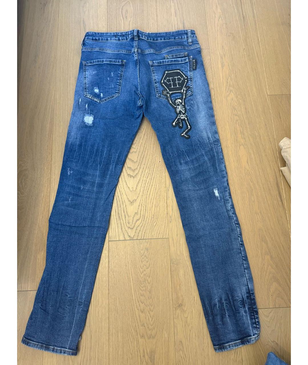 PHILIPP PLEIN Синие хлопко-полиэстеровые джинсы скинни, фото 2