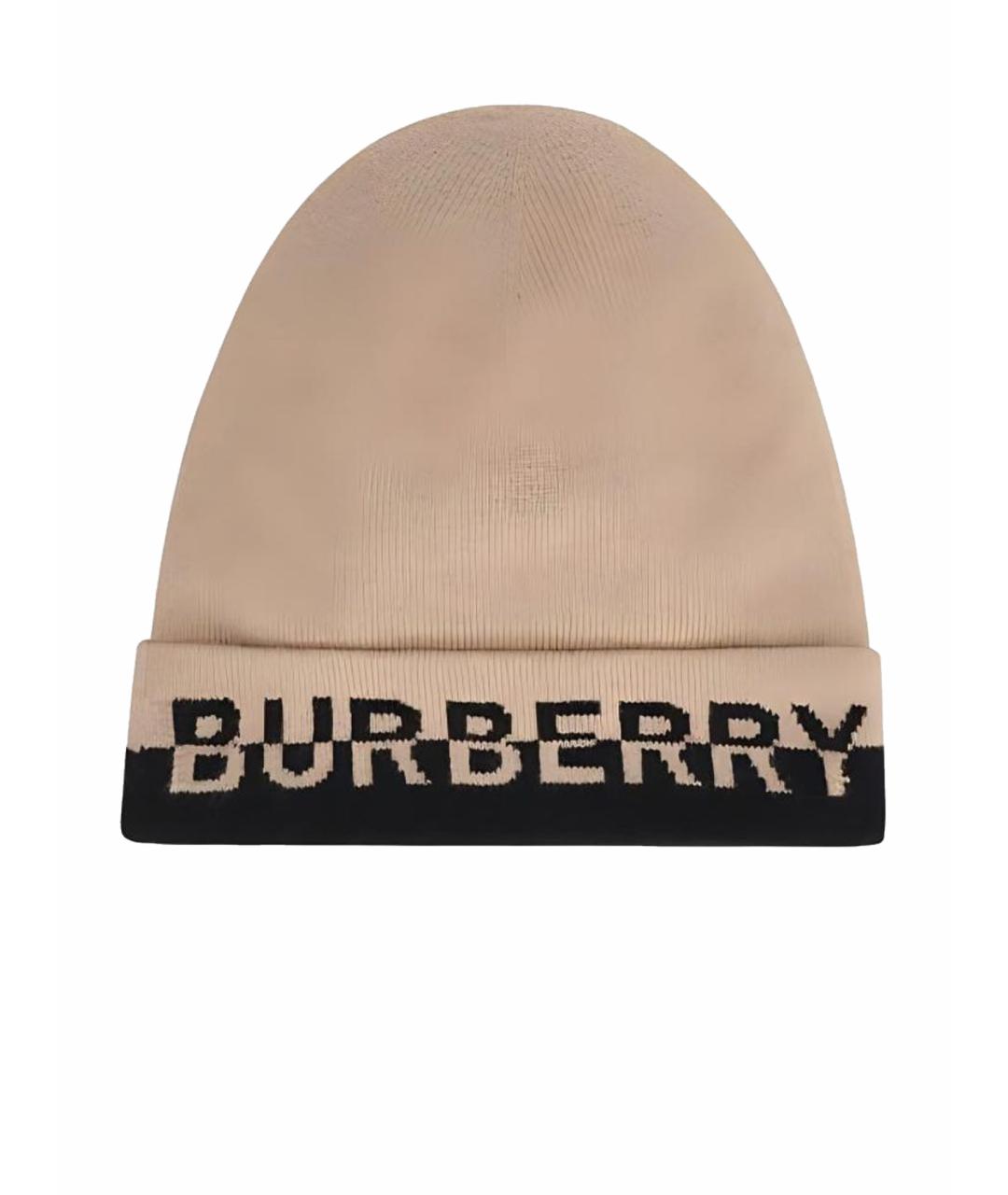 BURBERRY Бежевая шерстяная шапка, фото 1
