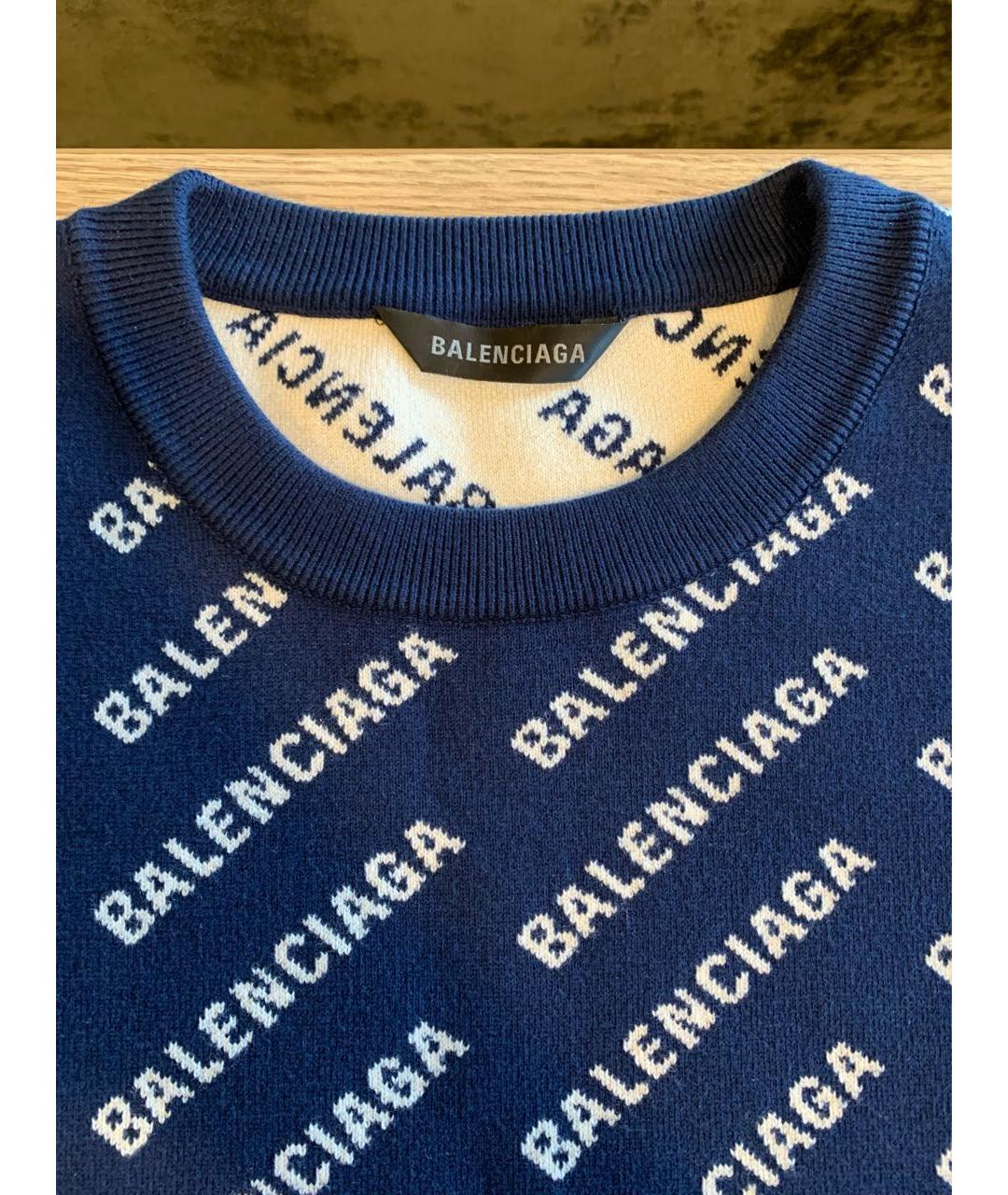 BALENCIAGA Темно-синий хлопковый джемпер / свитер, фото 3