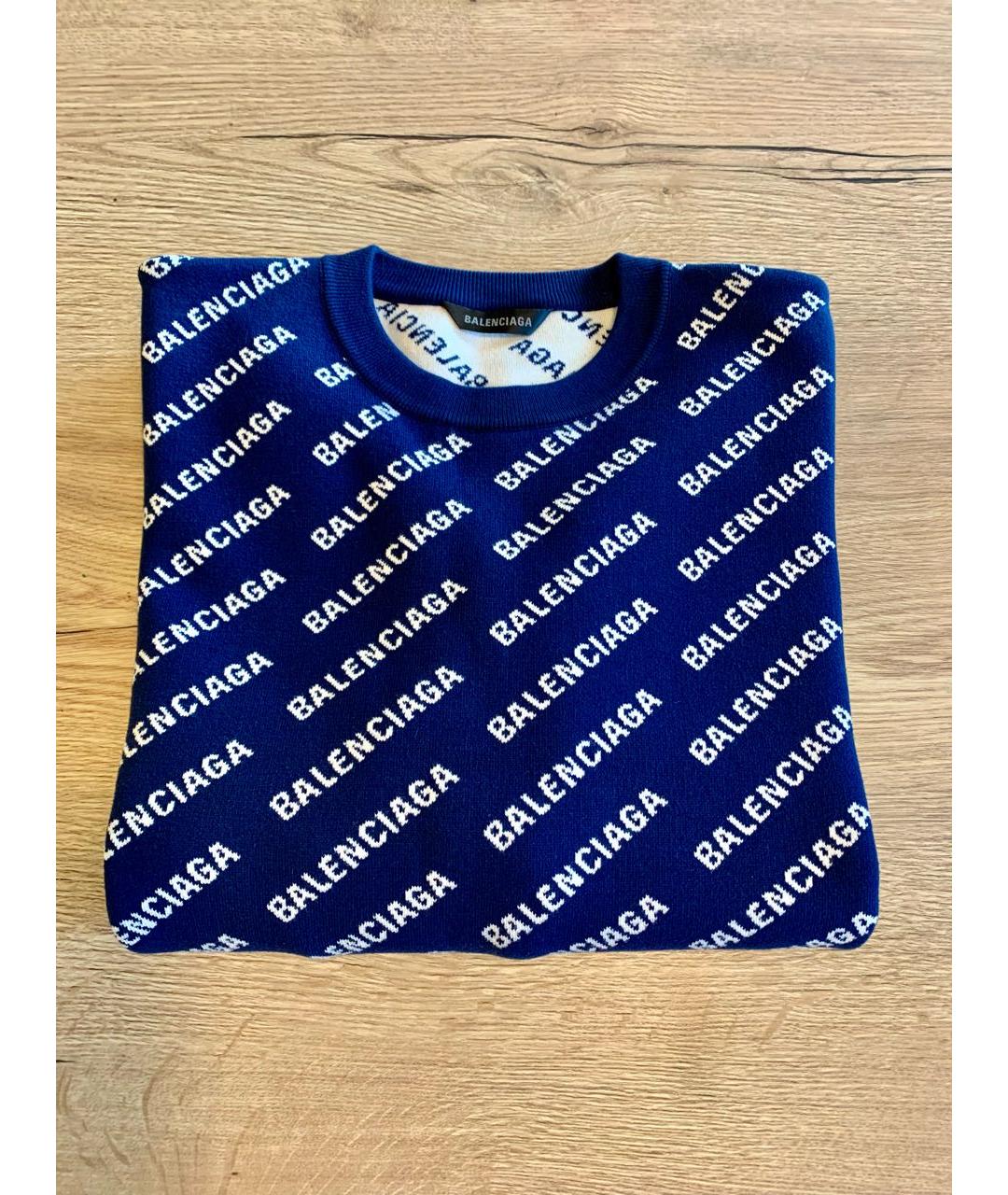 BALENCIAGA Темно-синий хлопковый джемпер / свитер, фото 8