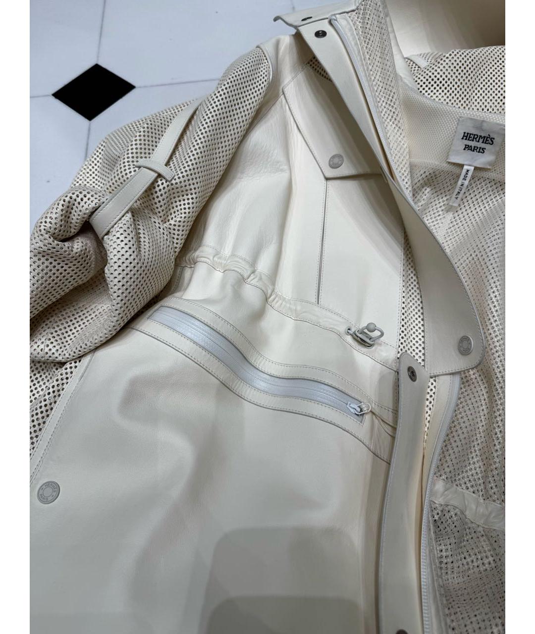 HERMES Бежевый кожаный тренч/плащ, фото 4