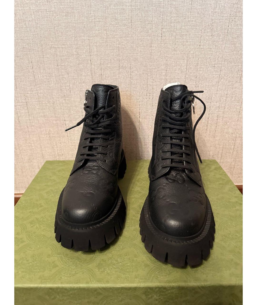 GUCCI Черные кожаные ботинки, фото 2