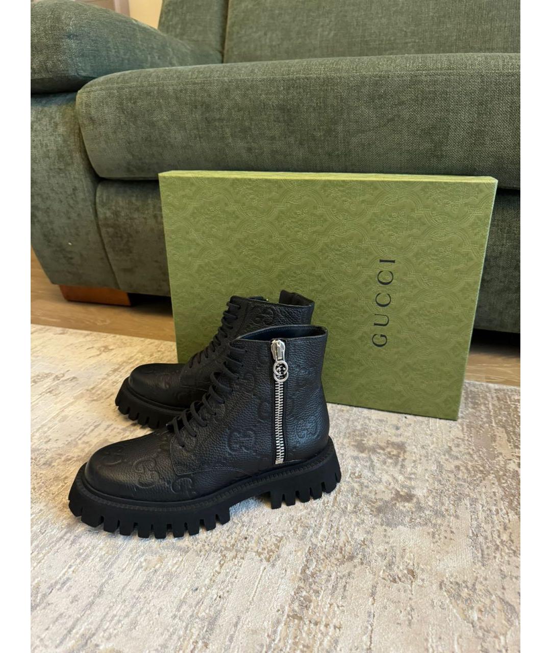 GUCCI Черные кожаные ботинки, фото 9