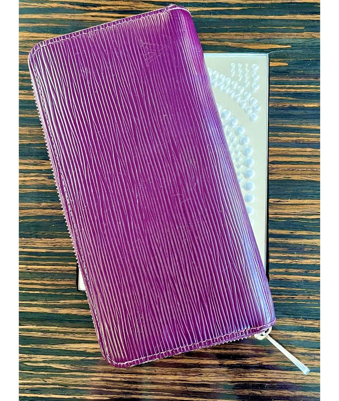 LOUIS VUITTON Фиолетовый кожаный кошелек, фото 9