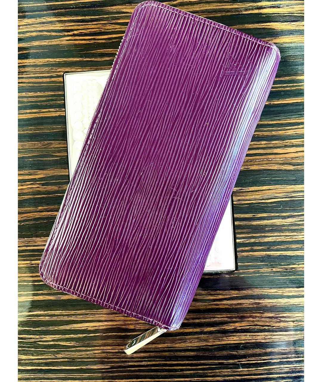 LOUIS VUITTON Фиолетовый кожаный кошелек, фото 2