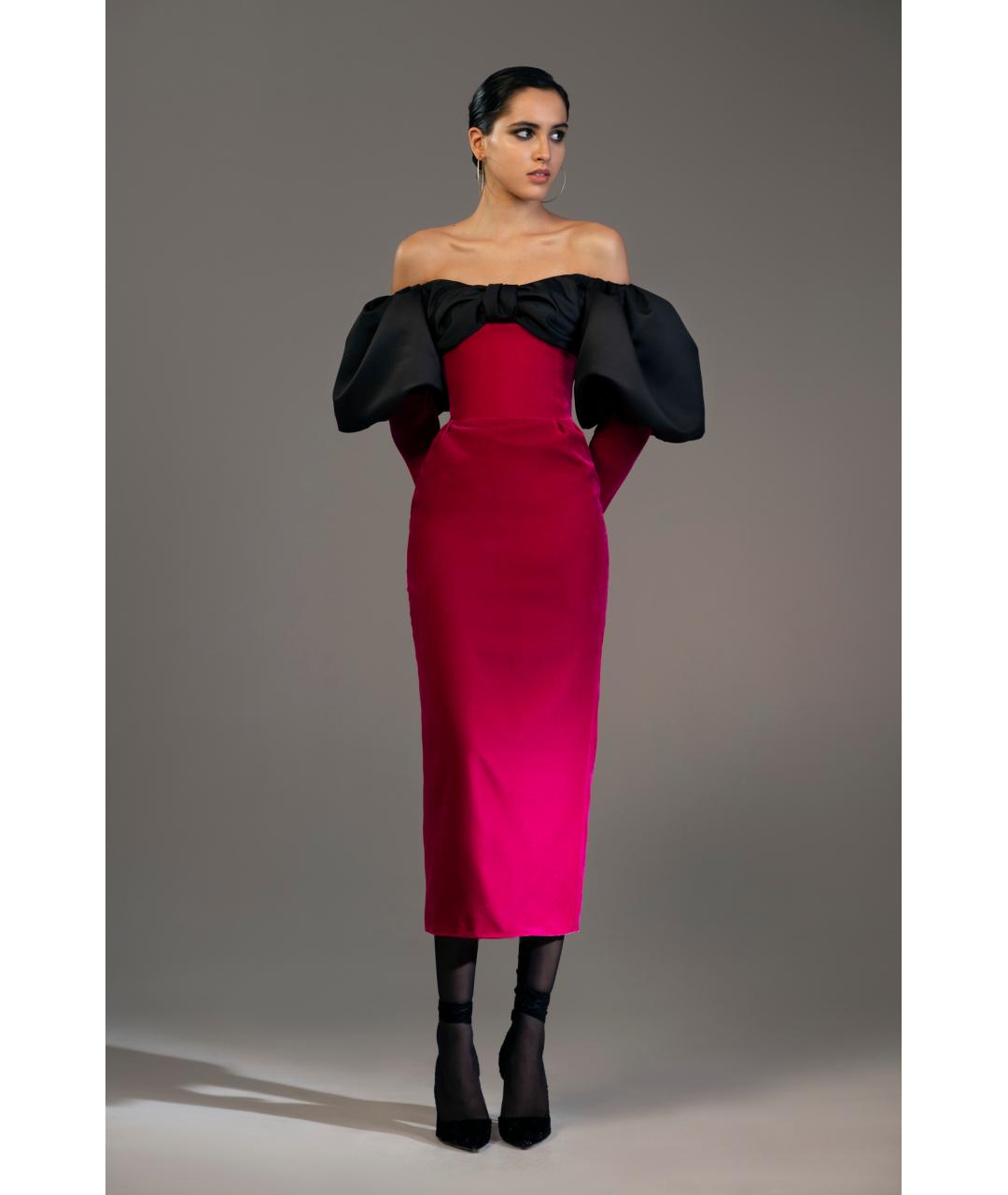 RASARIO Бордовое бархатное вечернее платье, фото 3