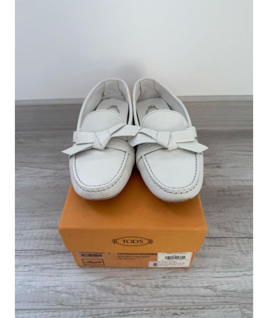 TOD'S Белые кожаные мокасины, фото 2