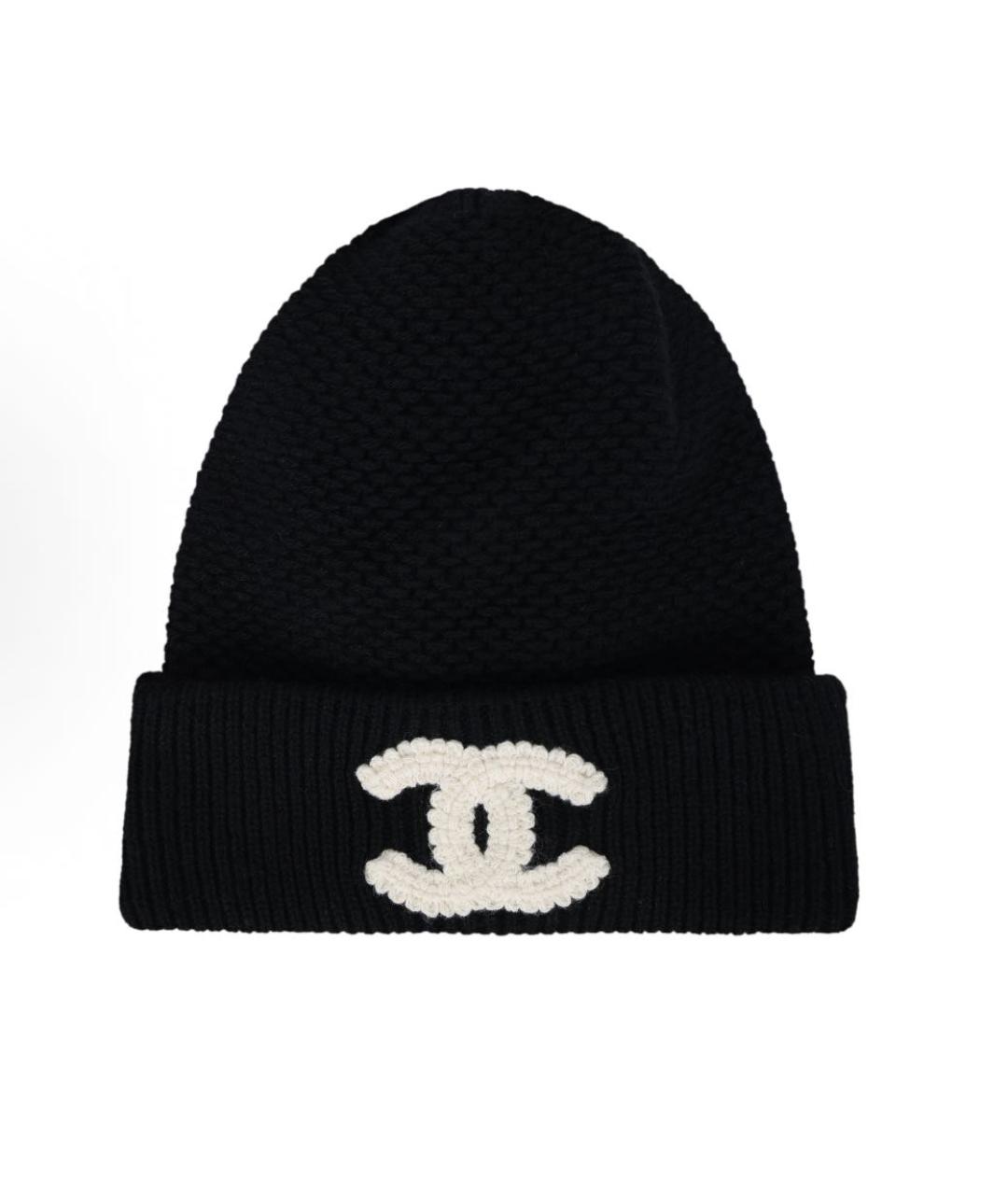 CHANEL Черная шерстяная шапка, фото 5