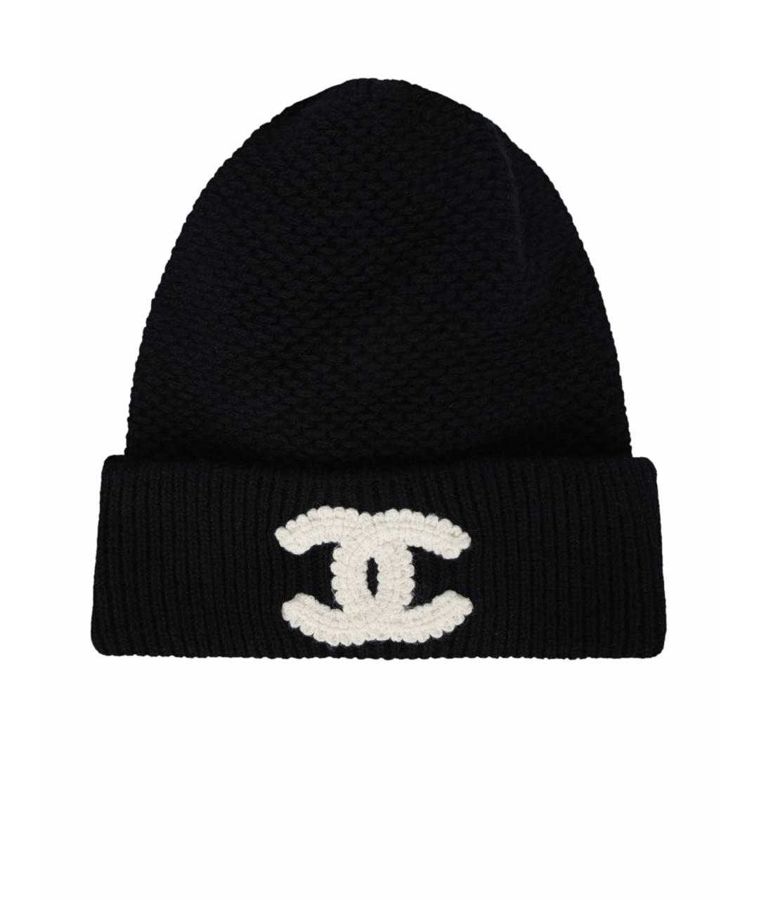 CHANEL Черная шерстяная шапка, фото 1