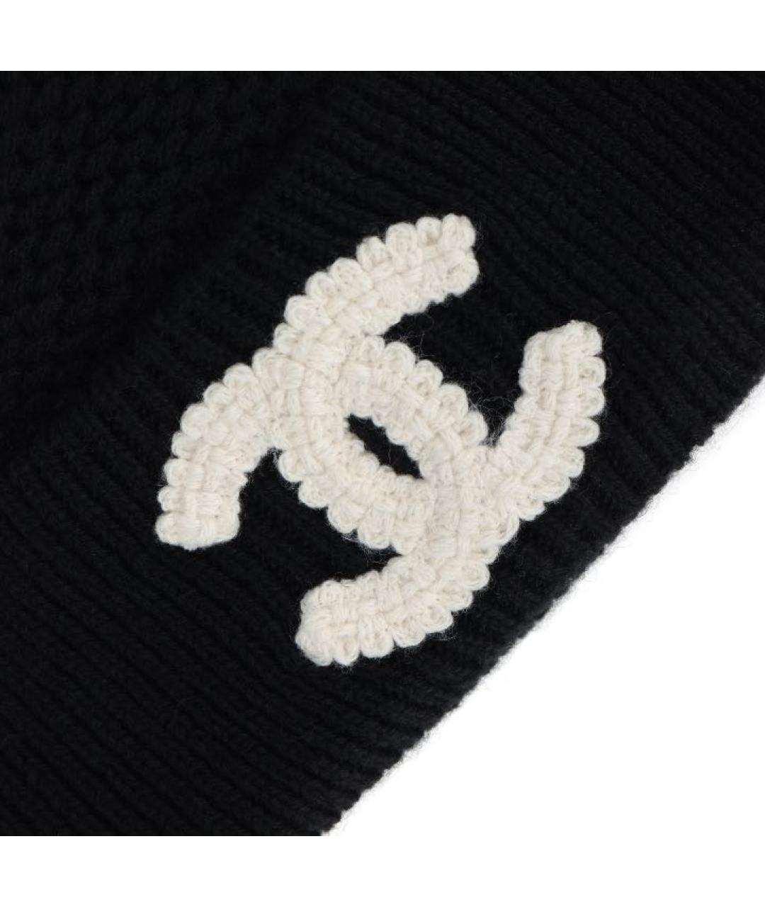 CHANEL Черная шерстяная шапка, фото 3