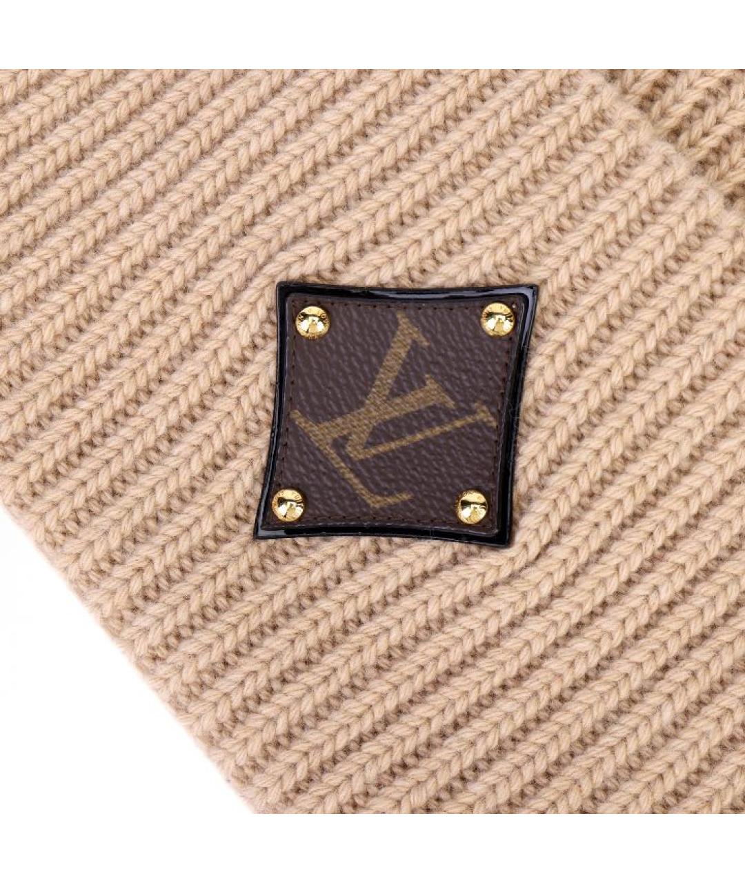 LOUIS VUITTON Бежевая шерстяная шапка, фото 3