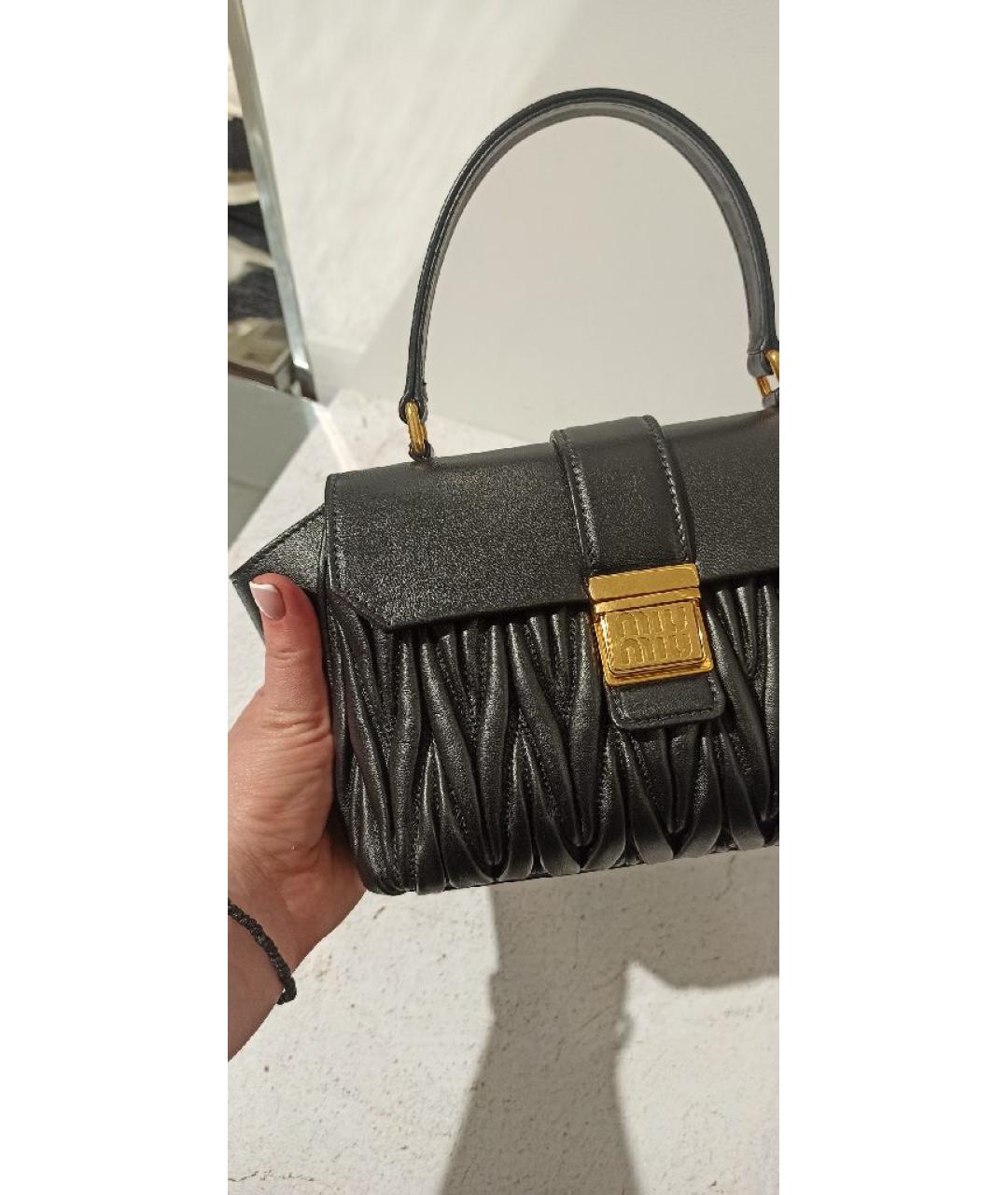 MIU MIU Черная кожаная сумка с короткими ручками, фото 5