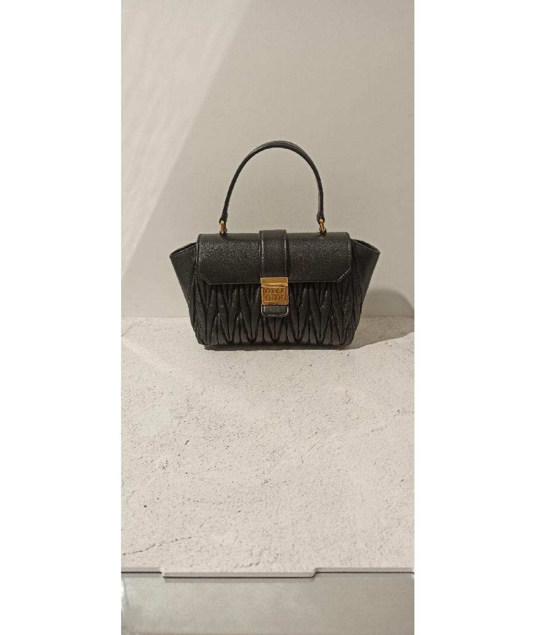 MIU MIU Черная кожаная сумка с короткими ручками, фото 8
