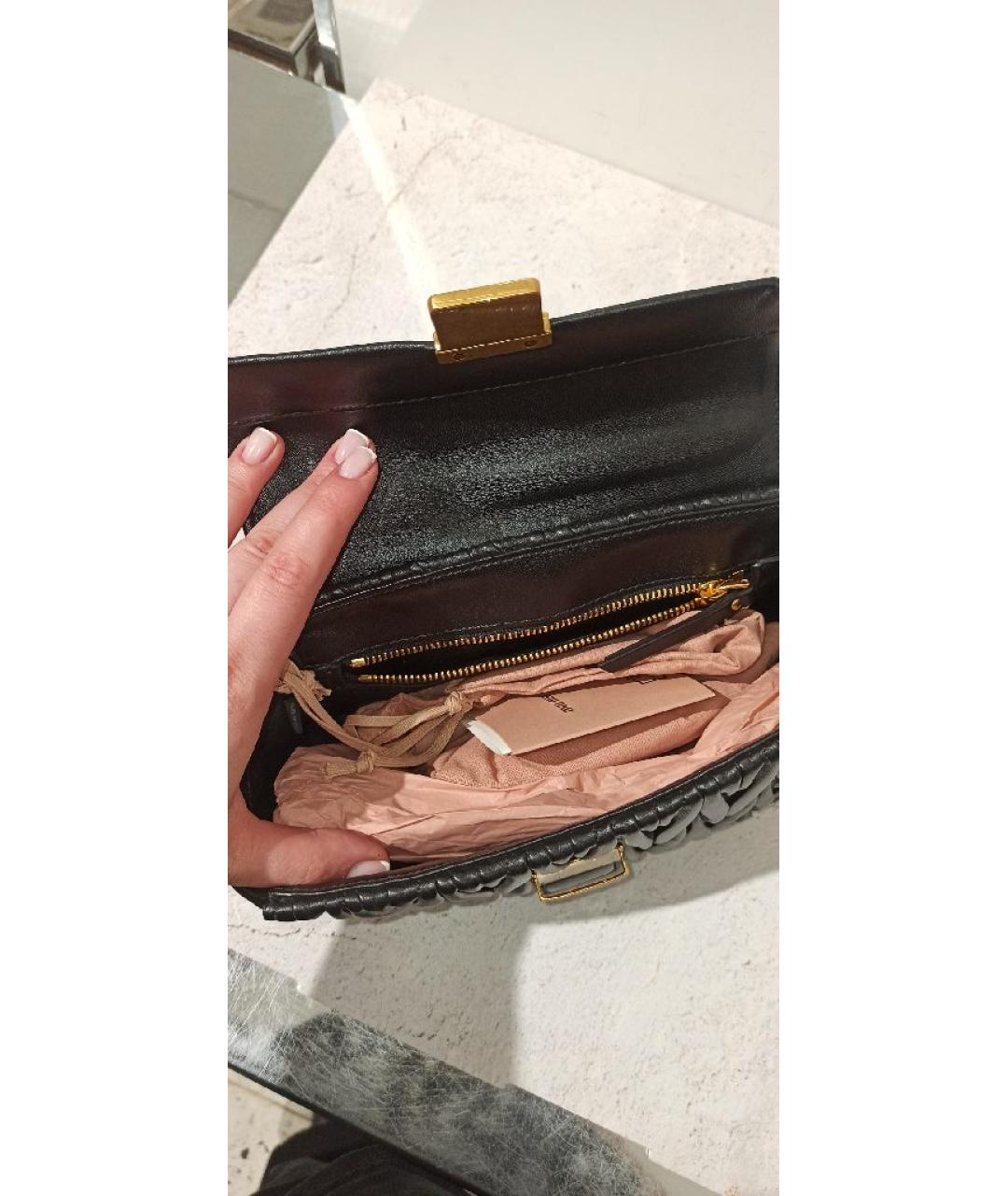 MIU MIU Черная кожаная сумка с короткими ручками, фото 7