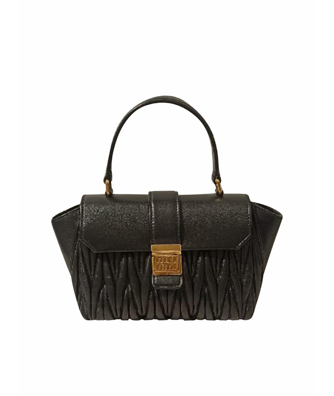 MIU MIU Черная кожаная сумка с короткими ручками, фото 1