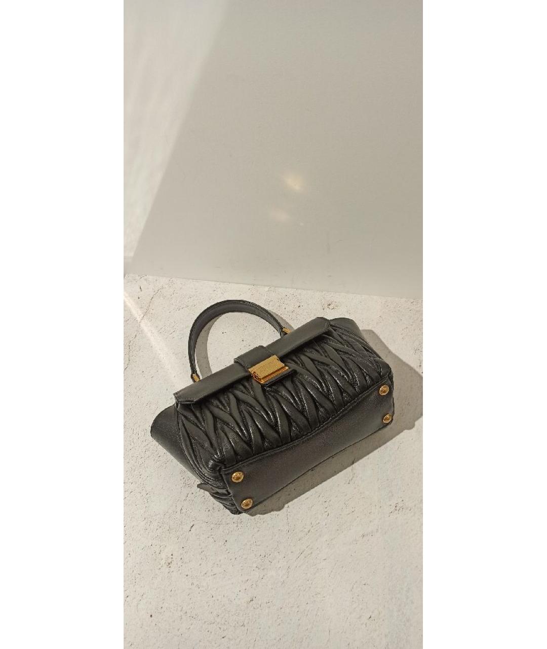 MIU MIU Черная кожаная сумка с короткими ручками, фото 4