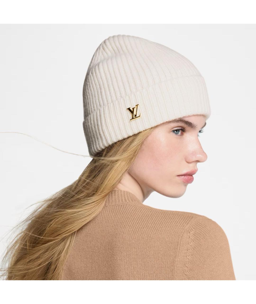 LOUIS VUITTON Белая кашемировая шапка, фото 4
