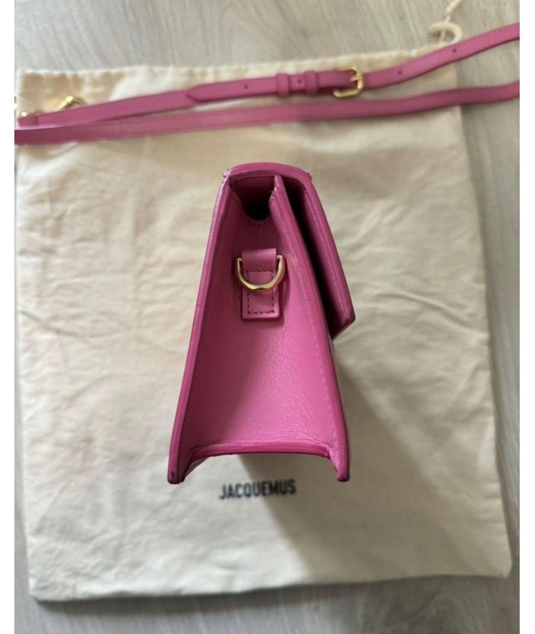 JACQUEMUS Розовая кожаная сумка через плечо, фото 2
