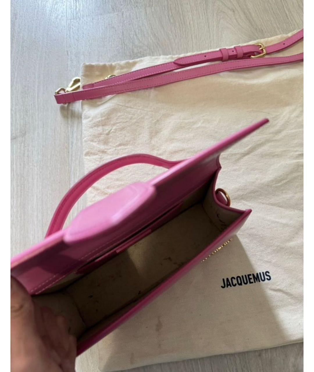 JACQUEMUS Розовая кожаная сумка через плечо, фото 4