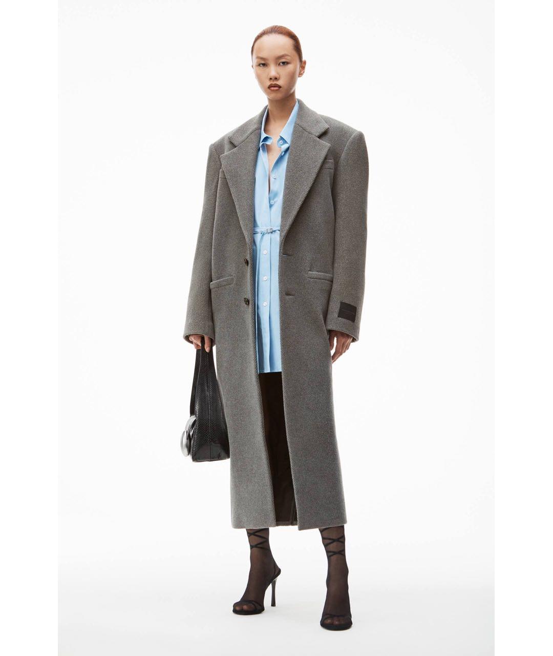 ALEXANDER WANG Серое шерстяное пальто, фото 4