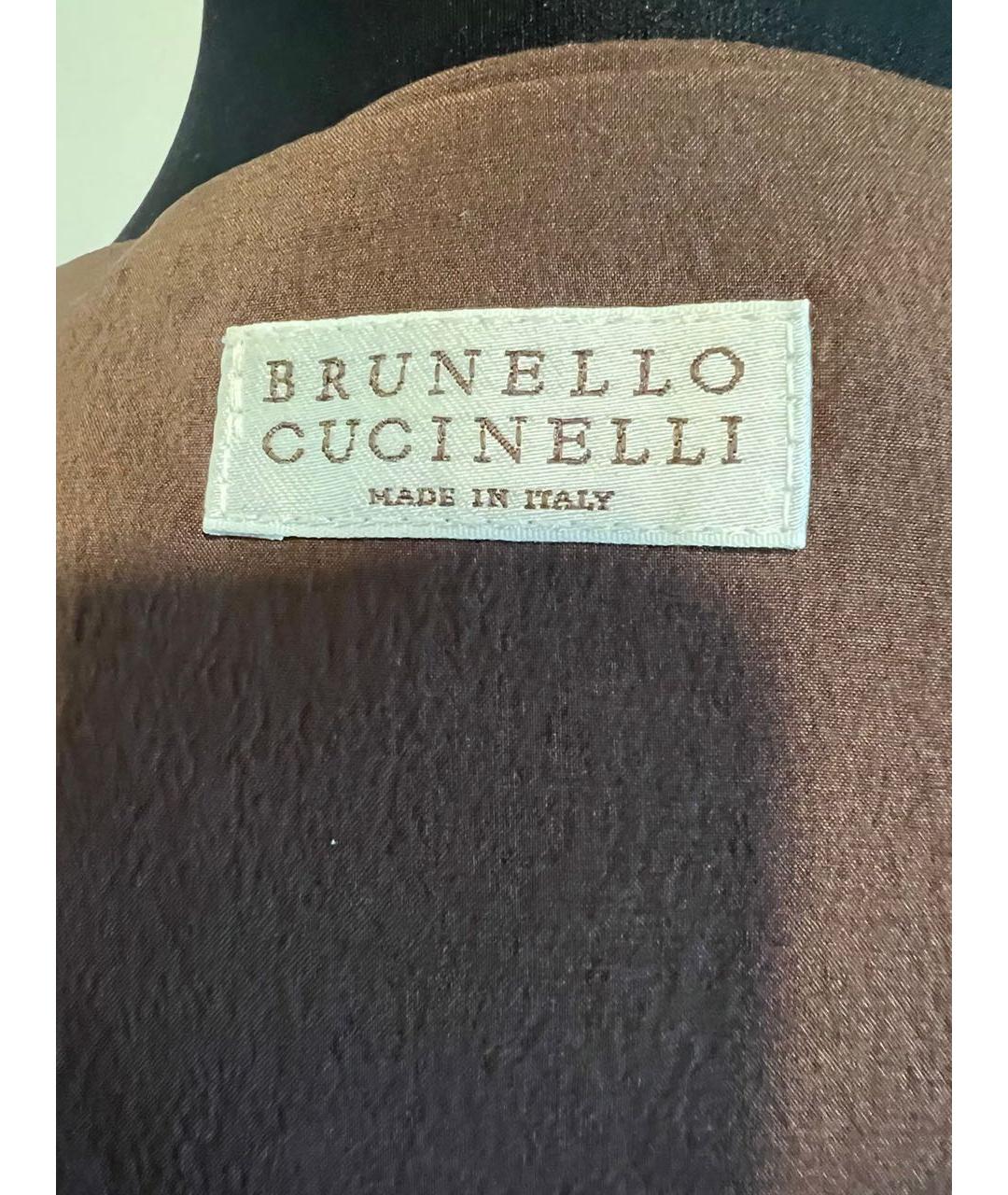 BRUNELLO CUCINELLI Коричневый кожаный жилет, фото 6