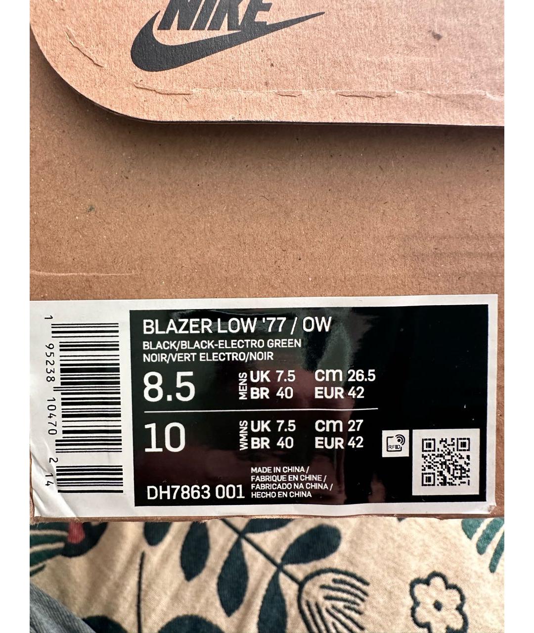 NIKE X OFF-WHITE Черные низкие кроссовки / кеды, фото 6