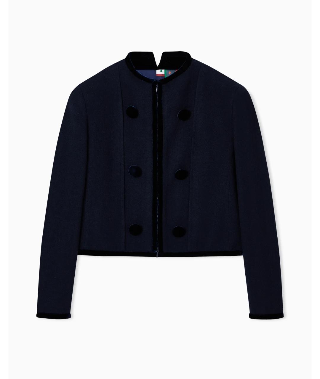 EMPORIO ARMANI Синий шерстяной жакет/пиджак, фото 5