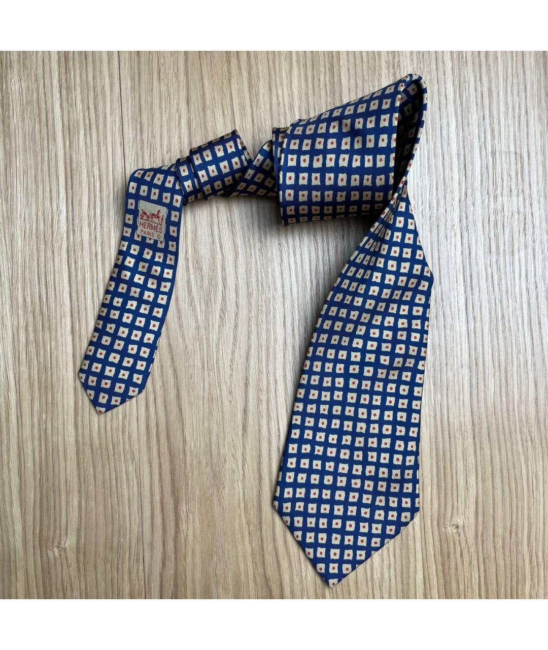 HERMES Синий шелковый галстук, фото 3
