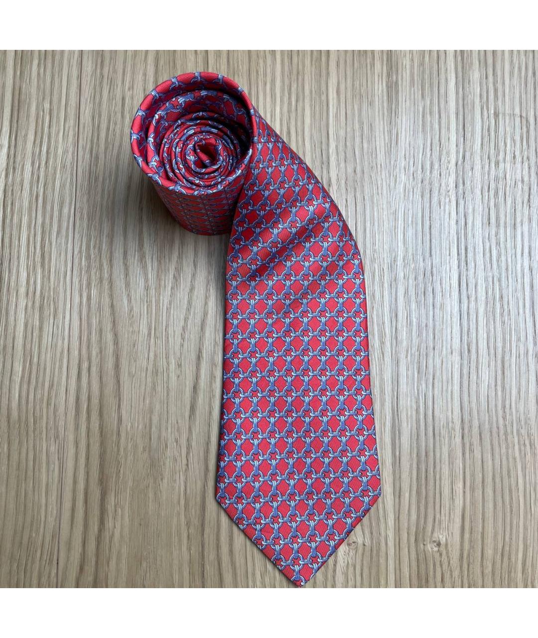 HERMES Красный шелковый галстук, фото 5