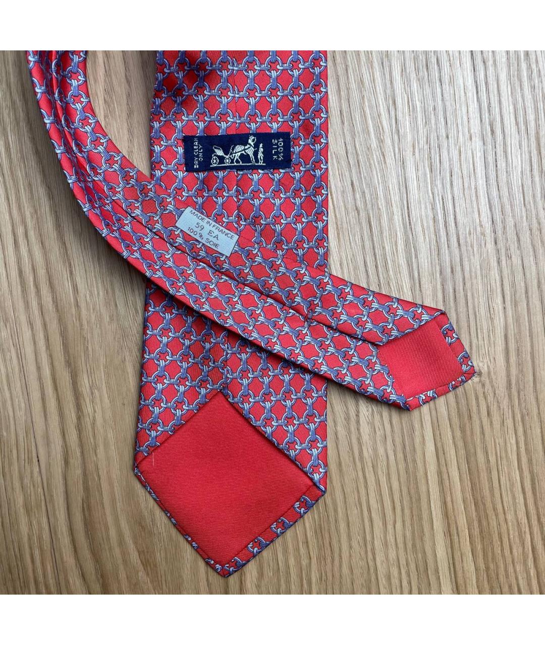 HERMES Красный шелковый галстук, фото 4