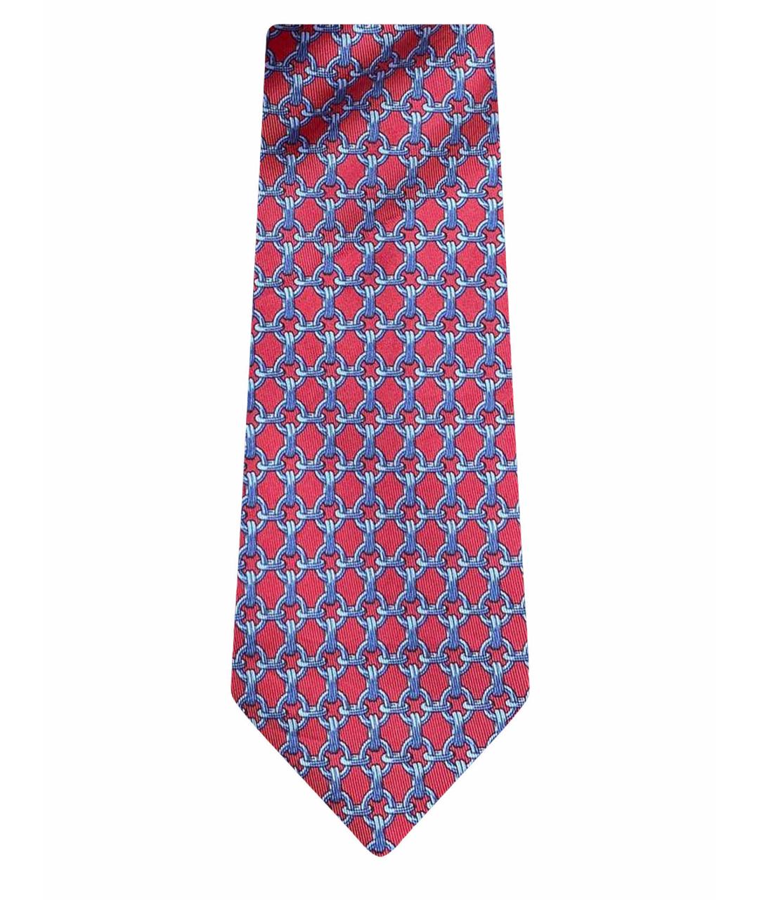 HERMES Красный шелковый галстук, фото 1