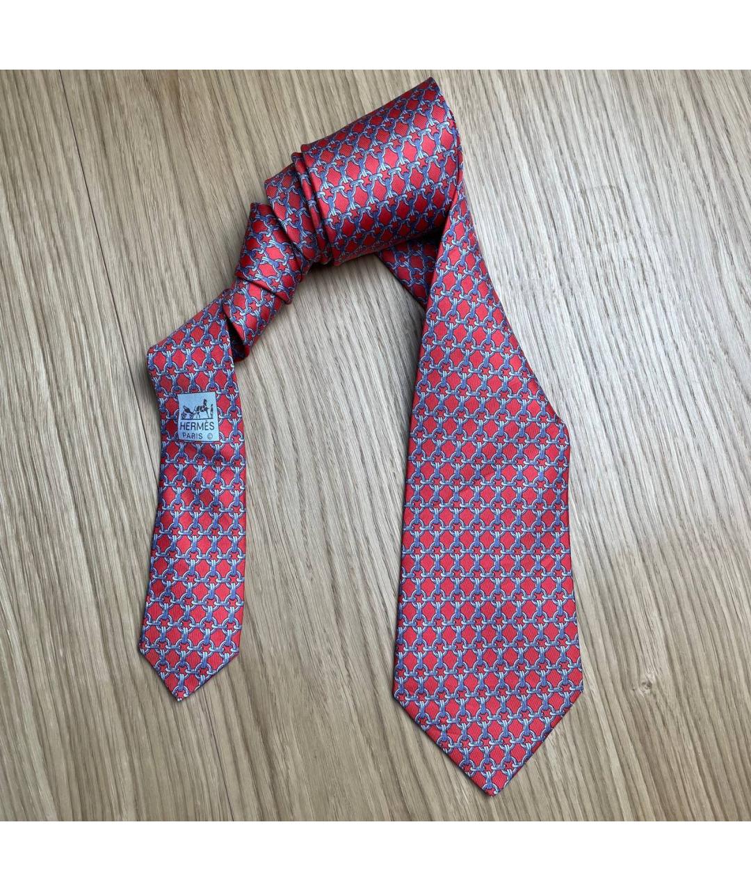 HERMES Красный шелковый галстук, фото 3