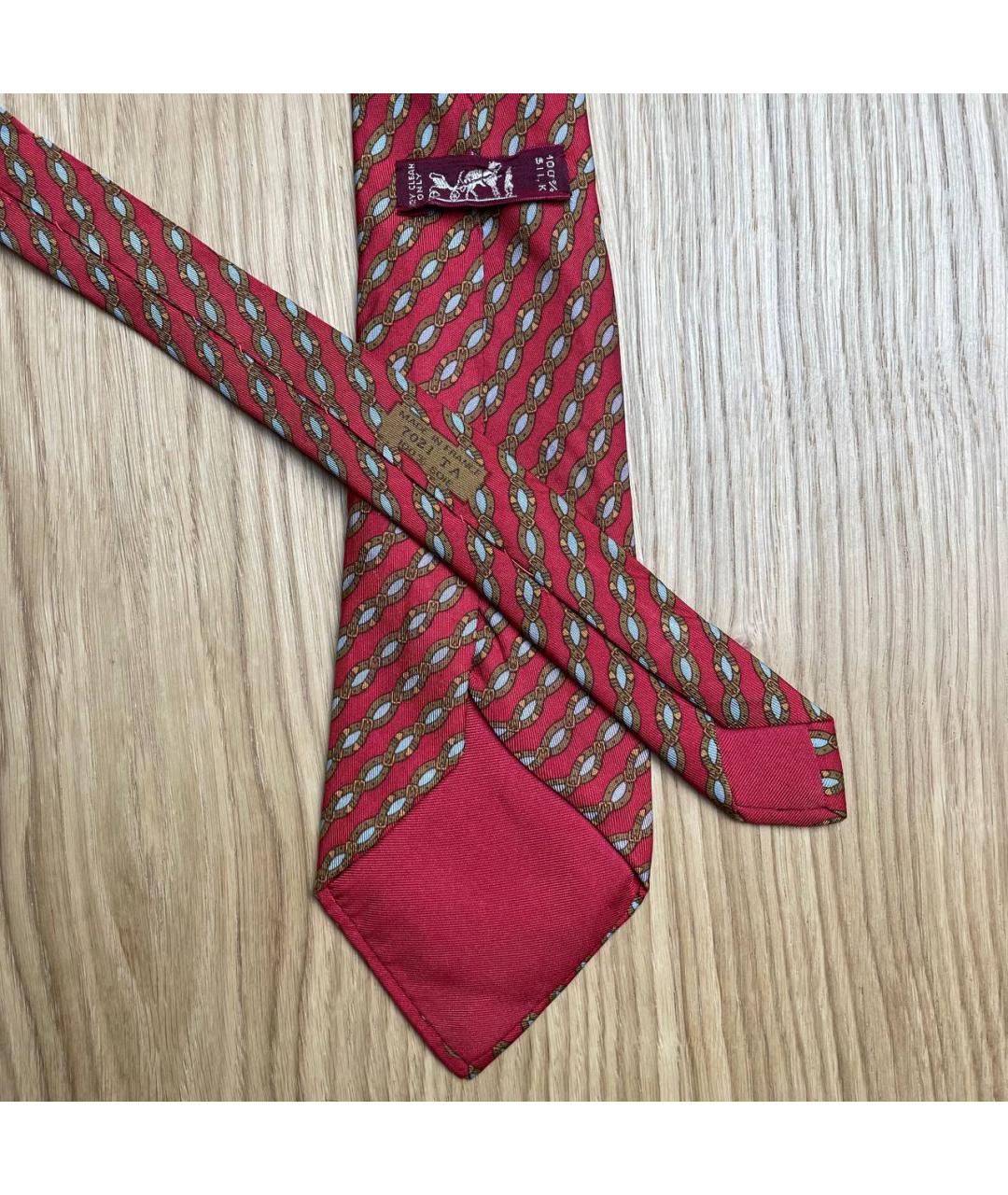 HERMES Красный шелковый галстук, фото 4