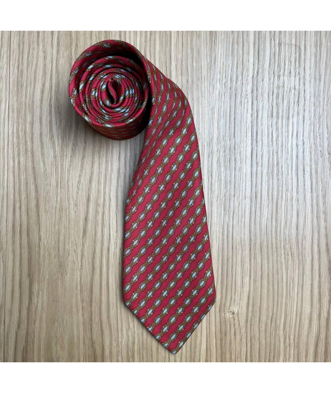 HERMES Красный шелковый галстук, фото 5