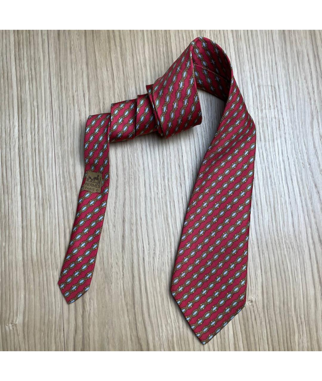HERMES Красный шелковый галстук, фото 3