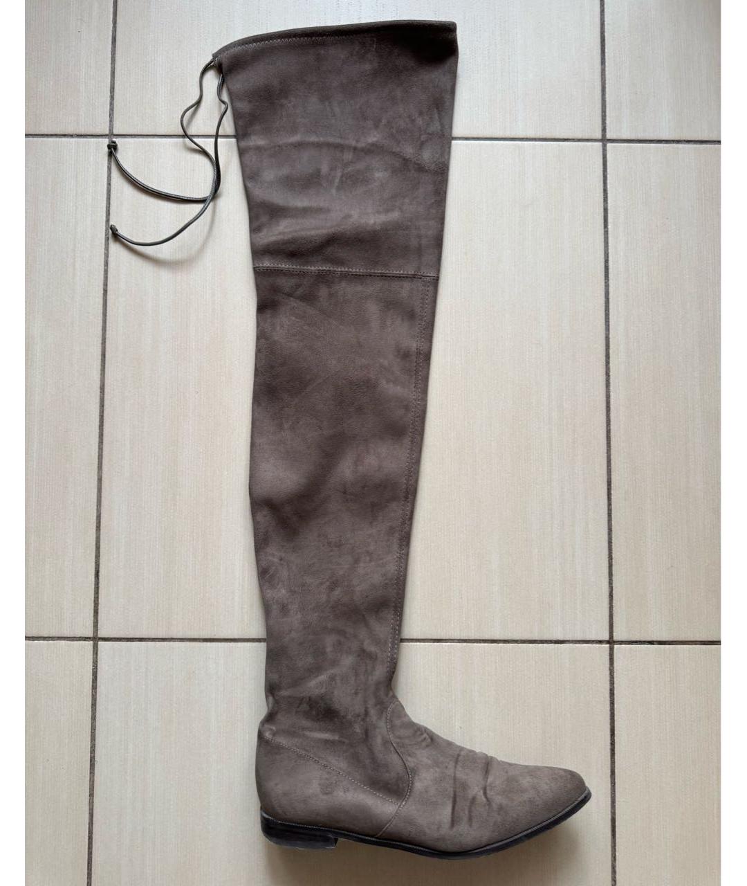 STUART WEITZMAN Коричневые замшевые ботфорты, фото 7