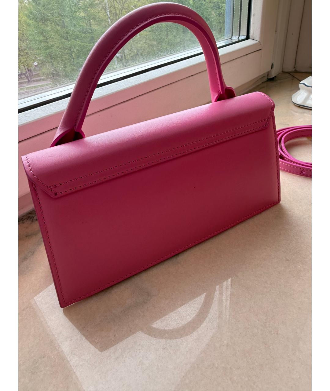 JACQUEMUS Фуксия кожаная сумка через плечо, фото 9