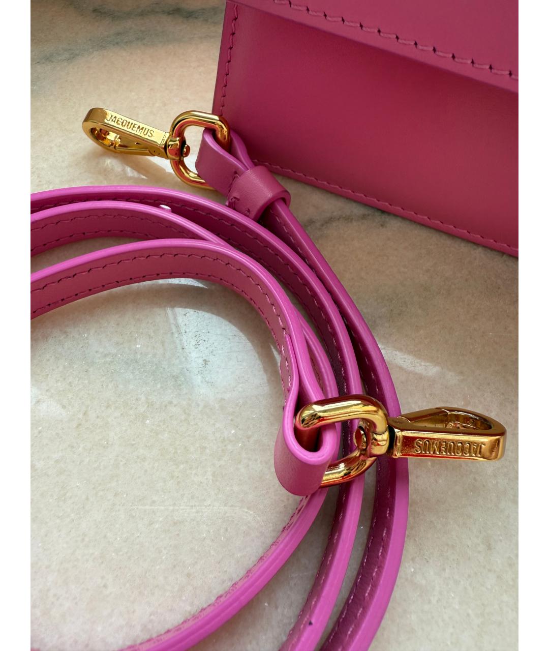 JACQUEMUS Фуксия кожаная сумка через плечо, фото 3