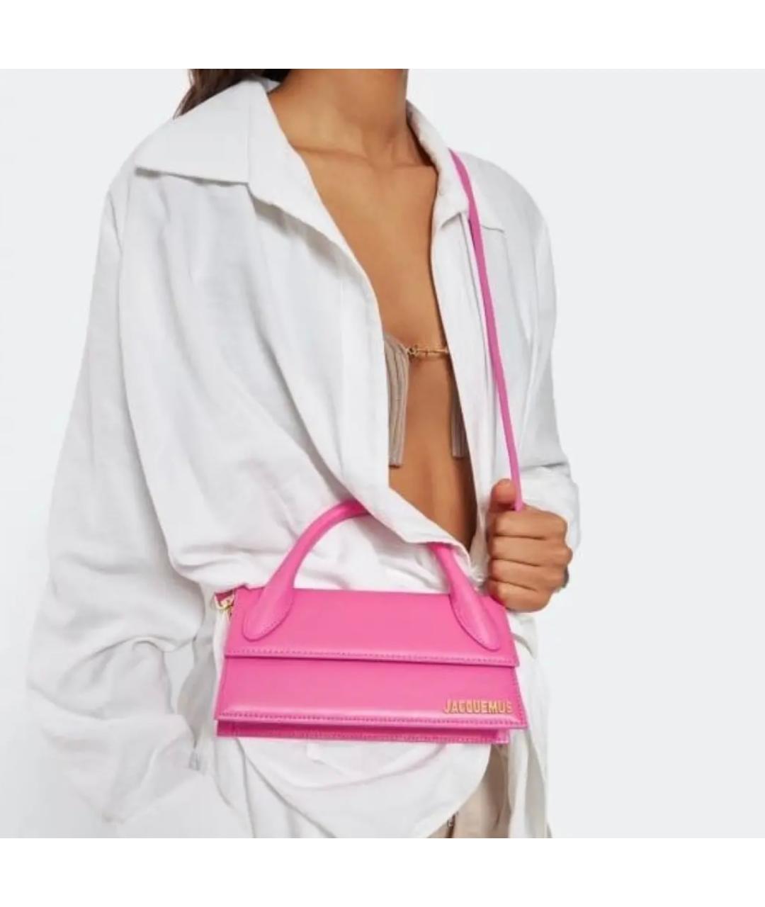 JACQUEMUS Фуксия кожаная сумка через плечо, фото 10
