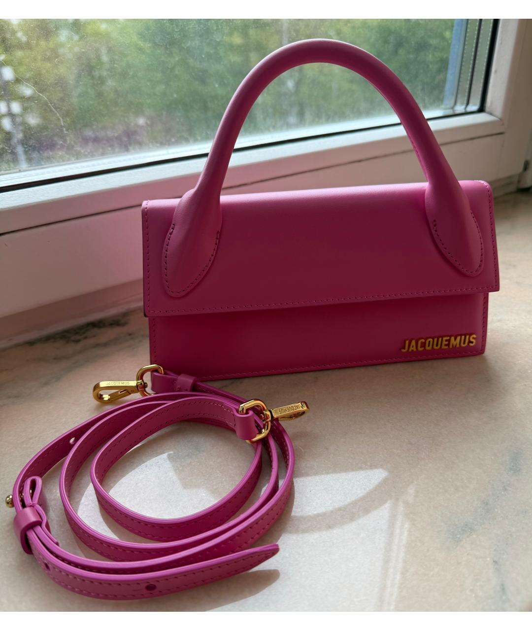 JACQUEMUS Фуксия кожаная сумка через плечо, фото 2